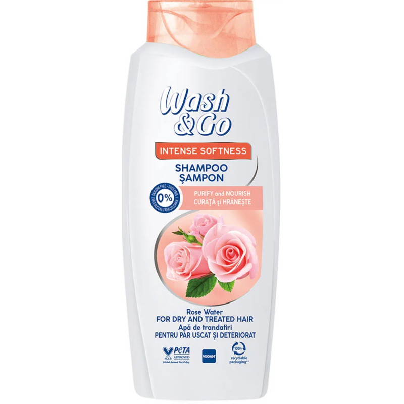 Sampon pentru par uscat si deteriorat, Wash&Go Rose Water - 200 ml