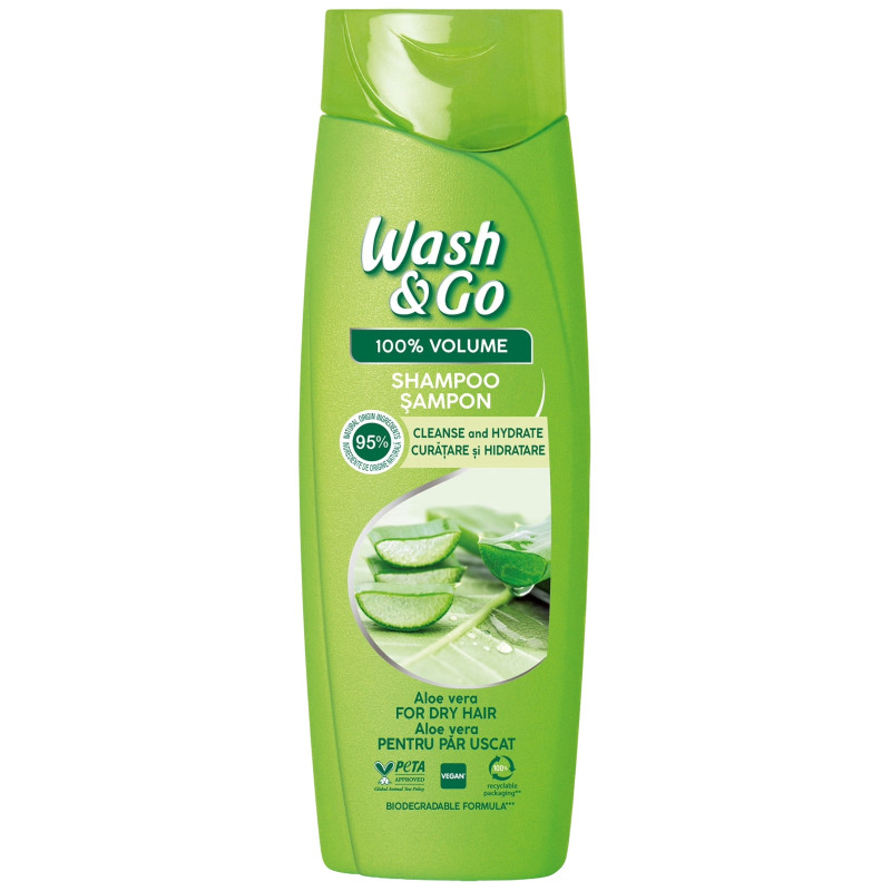 Sampon pentru par uscat, Wash&Go Aloe Vera - 180 ml