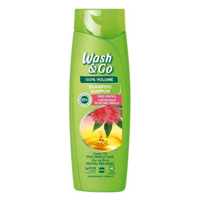 Sampon pentru par rebel, Wash&Go Ulei de Ricin - 360 ml