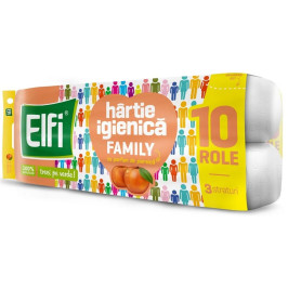 Hartie igienica 3 str. cu parfum de piersica, Elfi Family - 10 Buc