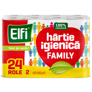 Hartie igienica 2 str., Elfi Family - 24 Buc