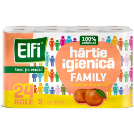 Hartie igienica 3 str. cu parfum de piersica, Elfi Family - 24 Buc