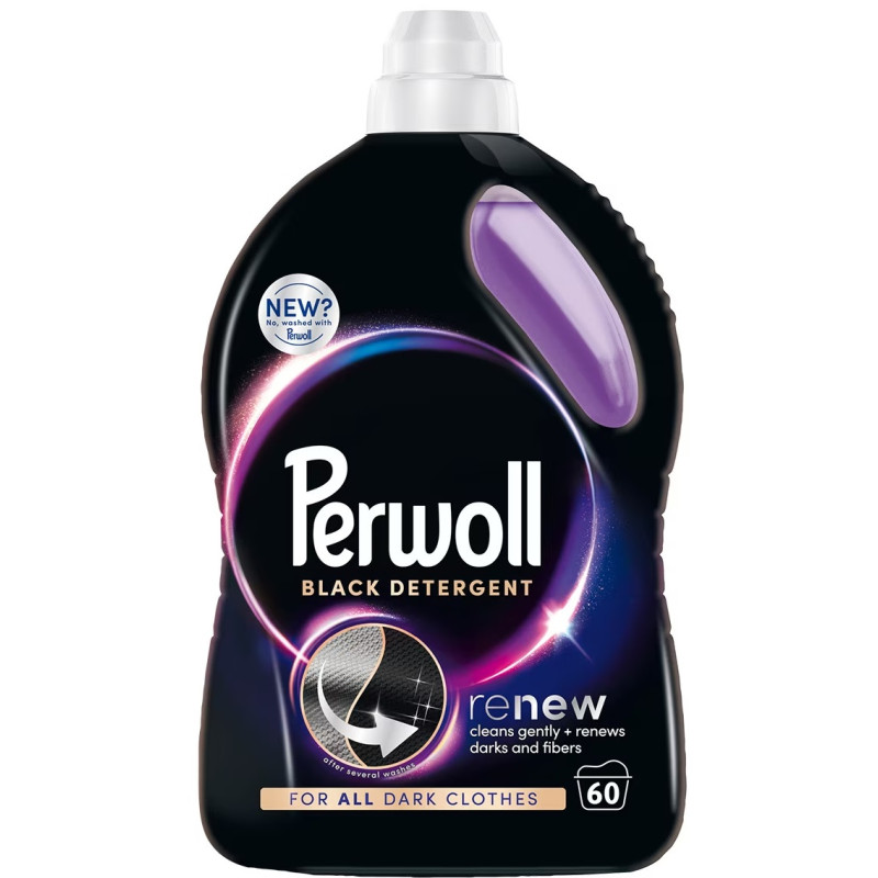 Detergent lichid rufe, 60 spalari, Perwoll Renew Black - 3 litri