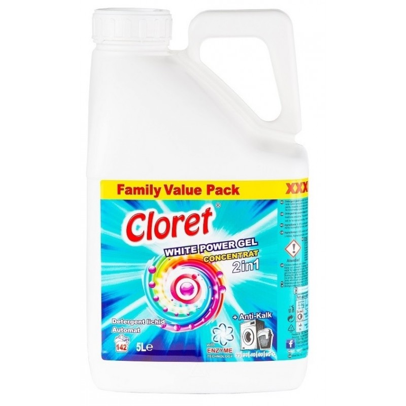 Detergent rufe lichid 2in1 White, rufe Albe, Cloret - 5 litri