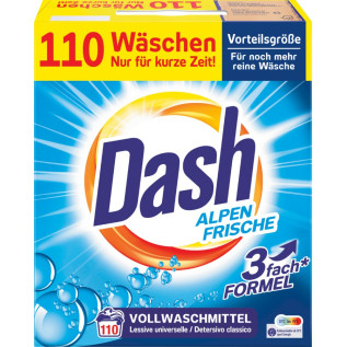 Detergent pudra rufe, 110 spalari, DASH Alpen Frische, 5.5 Kg