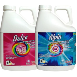 Detergent Rufe Colorate Dolce + Albe Alpin, (1+1) x 5 litri