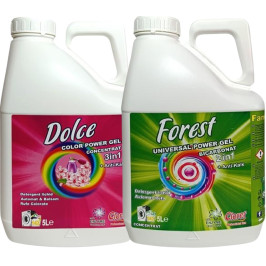 Detergent Rufe Colorate Dolce + Universal Forest, (1+1) x 5 litri
