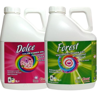 Detergent Rufe Colorate Dolce + Universal Forest, (1+1) x 5 litri