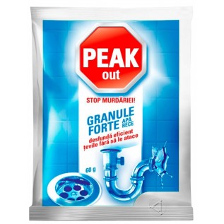 Granule Forte PEAK OUT pentru desfundat tevi cu apa rece - 60 grame