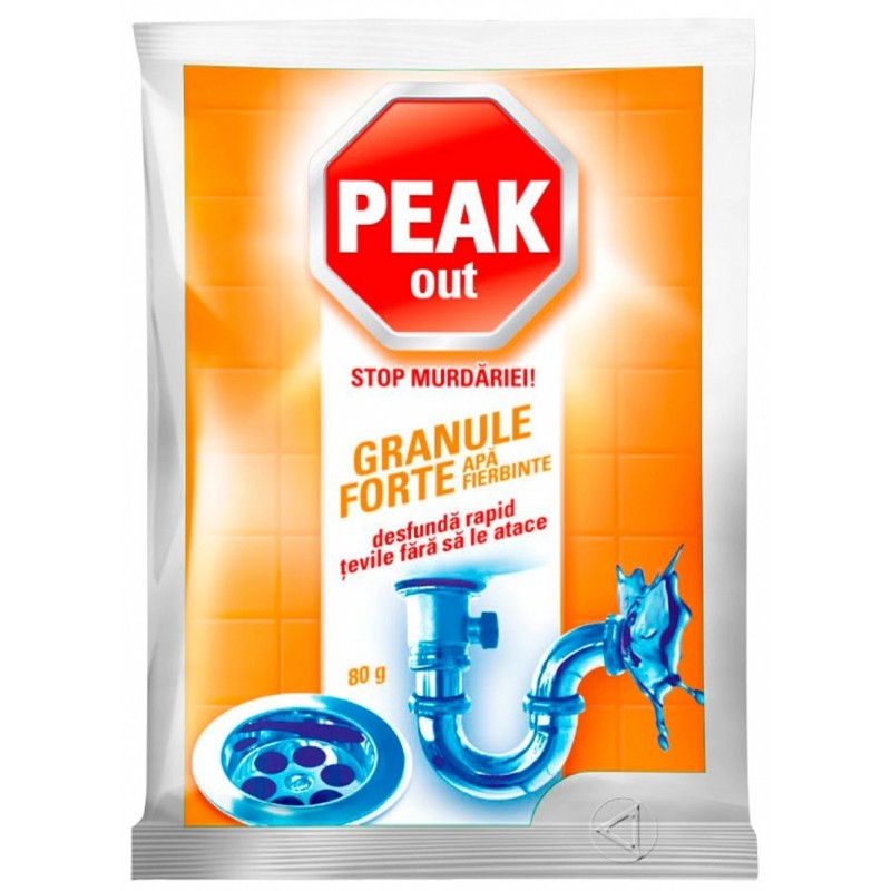 Granule Forte PEAK OUT pentru desfundat tevi cu apa fierbinte - 80 gr