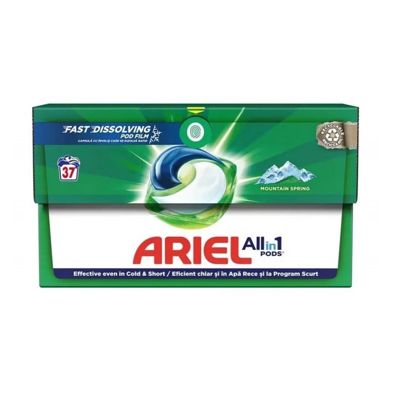 ARIEL All In 1 Pods+ - Mountain Spring -  Detergent rufe, capsule - 37 buc