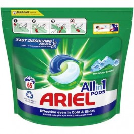 ARIEL All In 1 Pods+ - Mountain Spring - Detergent rufe, capsule - 65 buc