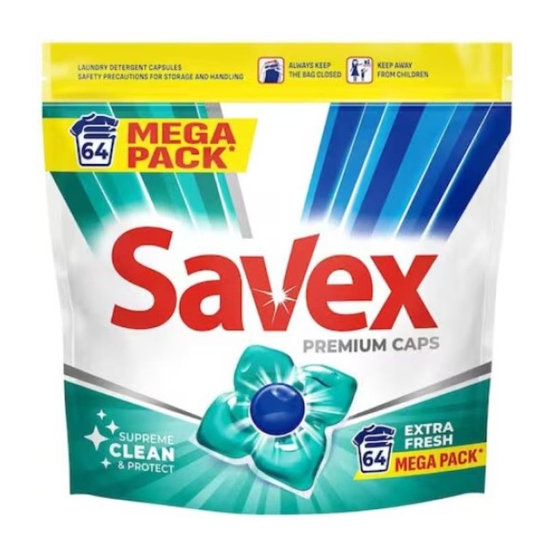 SAVEX - Extra Fresh - Detergent rufe, capsule - 64 buc