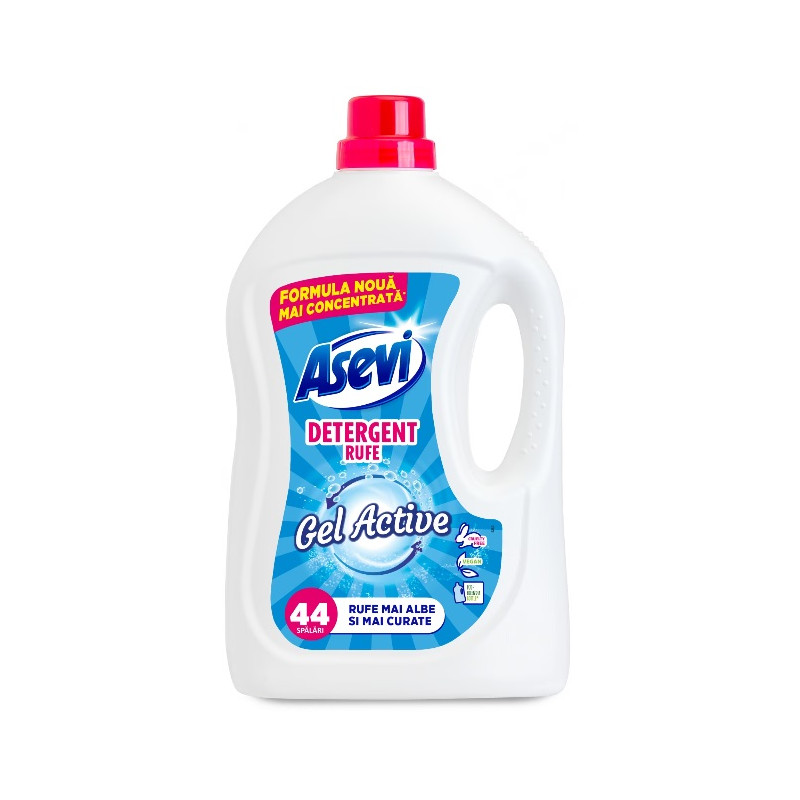 ASEVI - Gel Active - Detergent lichid rufe, 44 spalari - 2.37 litri