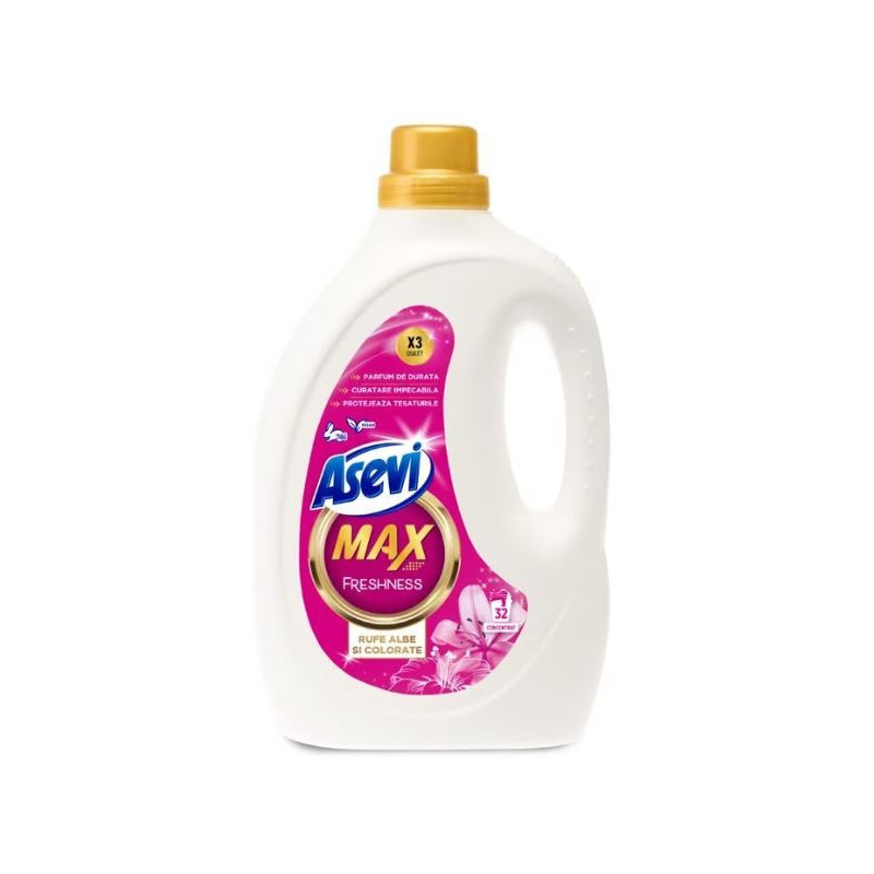 ASEVI - MAX Freshness - Detergent lichid rufe, 32 spalari - 1.6 litri