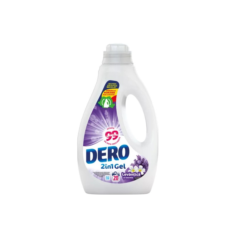 DERO 2 IN 1 - Lavanda & Iasomie - Detergent lichid rufe, 20 spalari - 1 litru