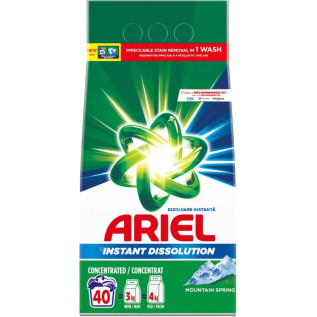 ARIEL - Mountain Spring - Detergent rufe pudra, 40 spalari - 3 Kg