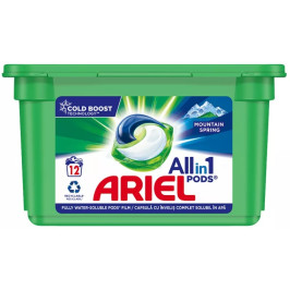 ARIEL All In 1 Pods - Mountain Spring - Detergent rufe, capsule - 12 buc