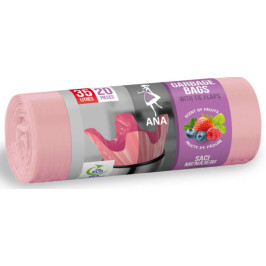 Saci menaj HDLD Roz, cu urechi prindere, parfumati 35 L - 20 buc./rola