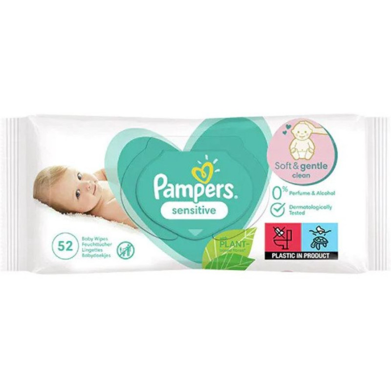 Servetele umede bebelusi Sensitive, Pampers - 52 buc