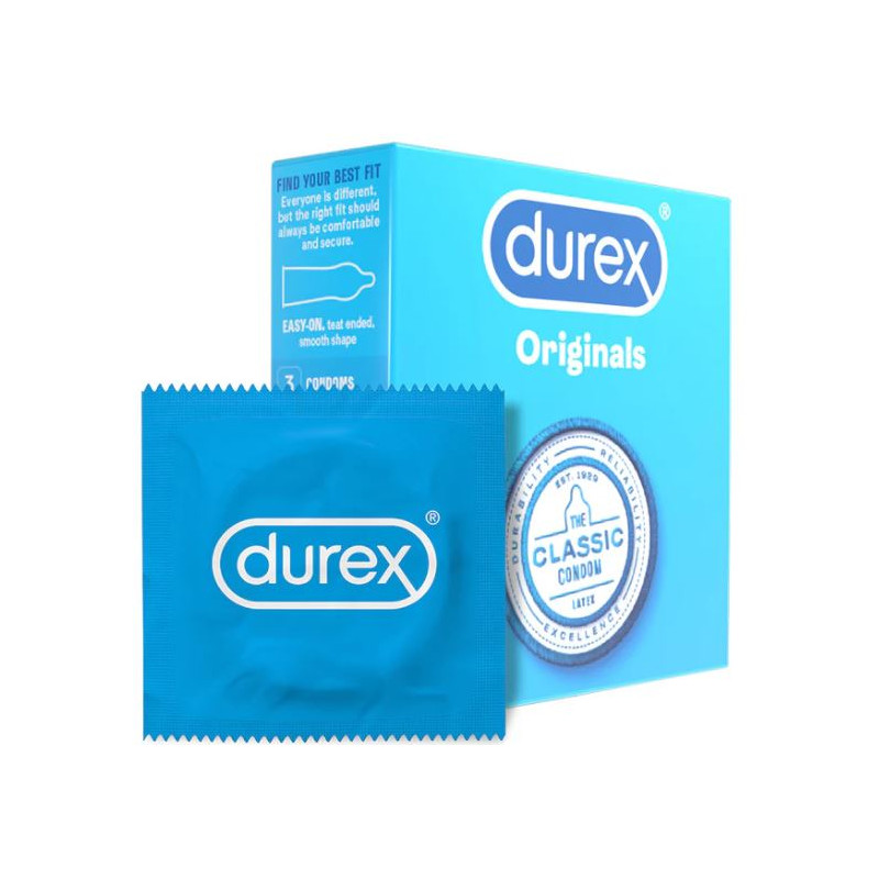 Prezervative transparente din cauciuc natural, Durex Originals - 3 buc