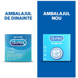 Prezervative transparente din cauciuc natural, Durex Originals - 3 buc