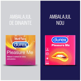Prezervative cu nervuri si puncte in relief, Durex Pleasure Me - 3 buc