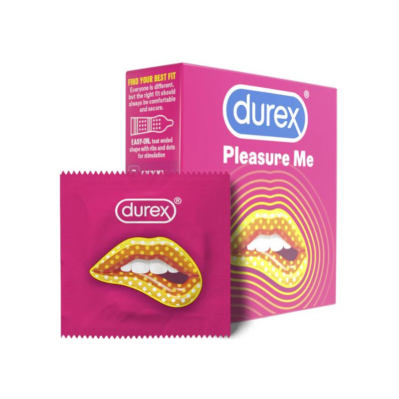 Prezervative cu nervuri si puncte in relief, Durex Pleasure Me - 3 buc