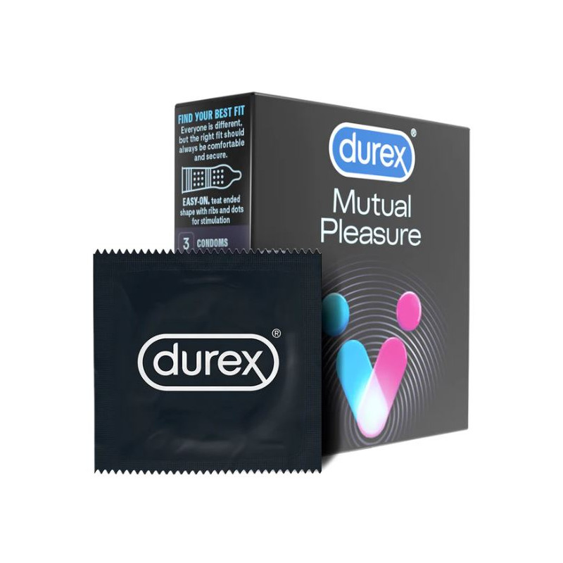 Prezervative cu nervuri si puncte in relief, Durex Mutual Pleasure - 3 buc