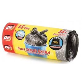 Saci Menaj SOLID EXTRA OTI, 35L, negru, 15 buc./rola