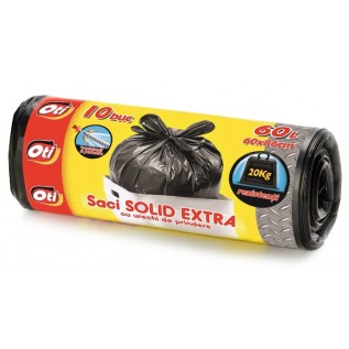 Saci Menaj SOLID EXTRA OTI, 60L, negru, 10 buc./rola