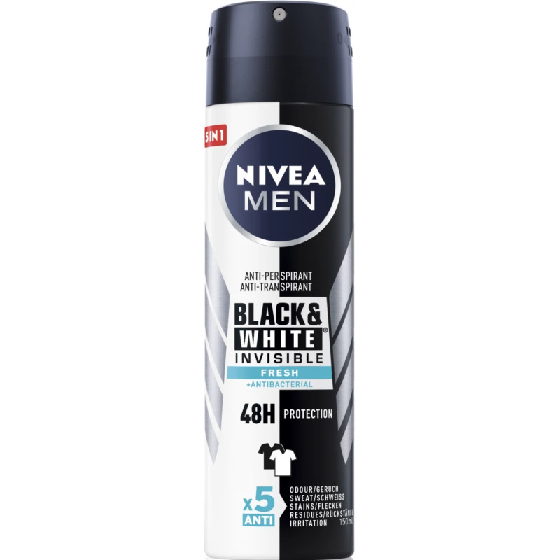 Deodorant antiperspirant, Nivea Men Invisible Black/White Fresh - 150 ml