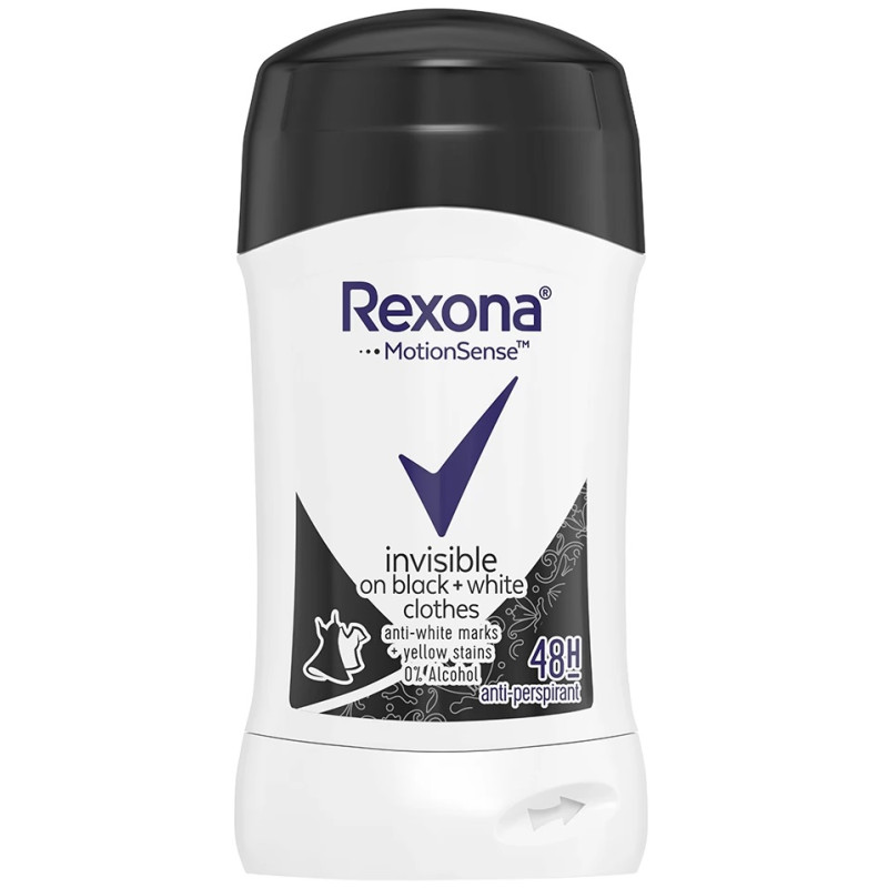 Deodorant antiperspirant stick, Rexona Invisible Black&White - 40 ml