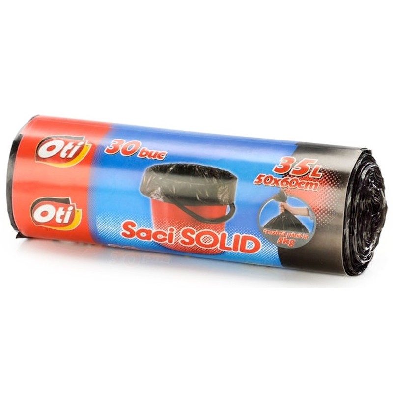 Saci Menaj SOLID OTI, 35L, negru, 30 buc./rola