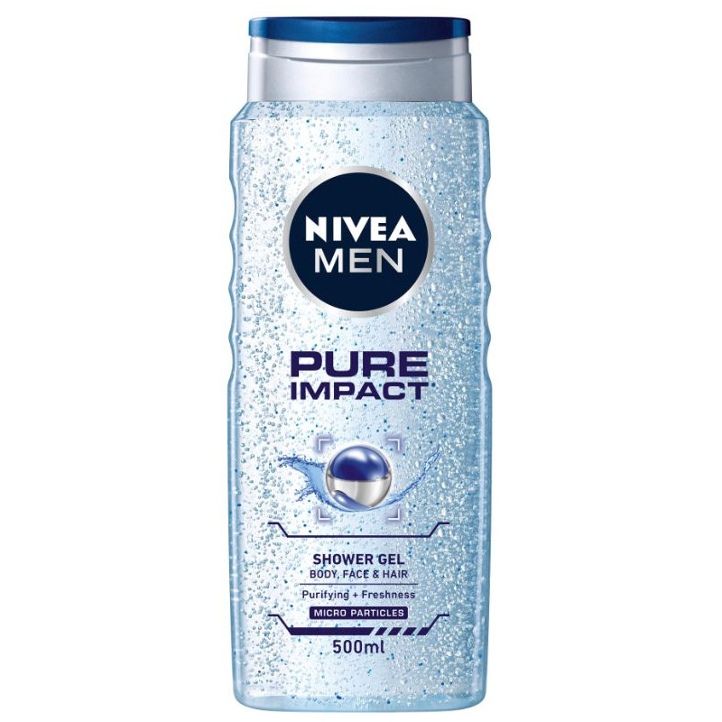 Gel de dus cu particule exfoliante, Nivea Men Pure Impact - 500 ml